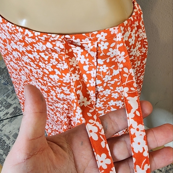 NWT J. Crew coral floral skirt.  Faux wrap.  Stretch waist. Ruffle Hem. … - Picture 4 of 16